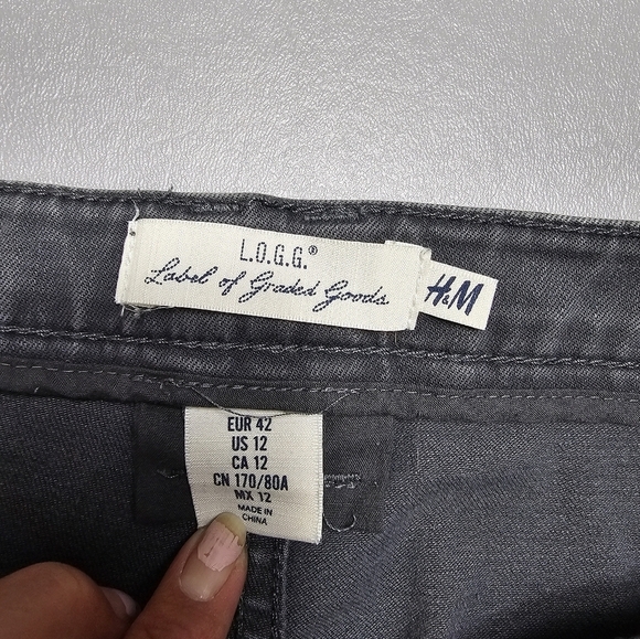 H&M logg gray denim skinny jeans women's size 12 - Picture 8 of 12